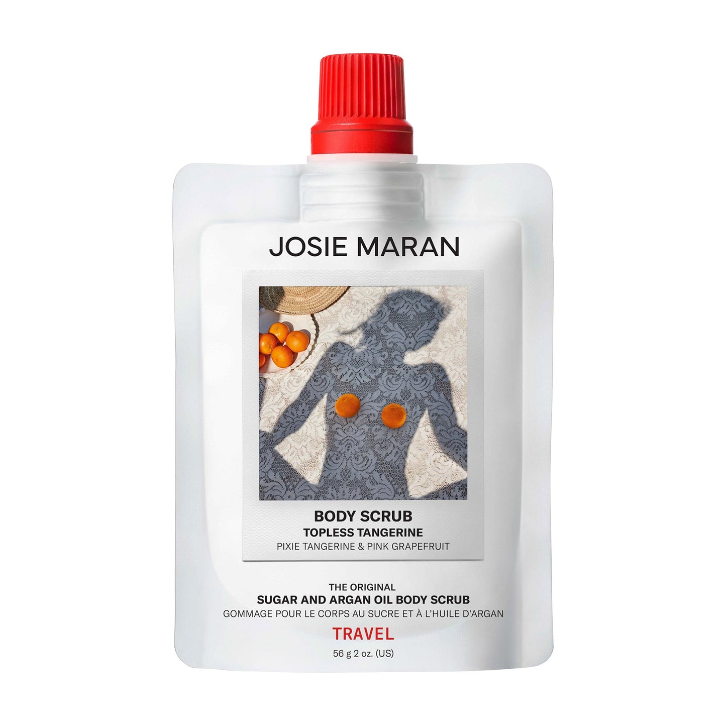 Mini Topless Tangerine   Argan Oil + Sugar Balm Refillable Exfoliating Body Scrub