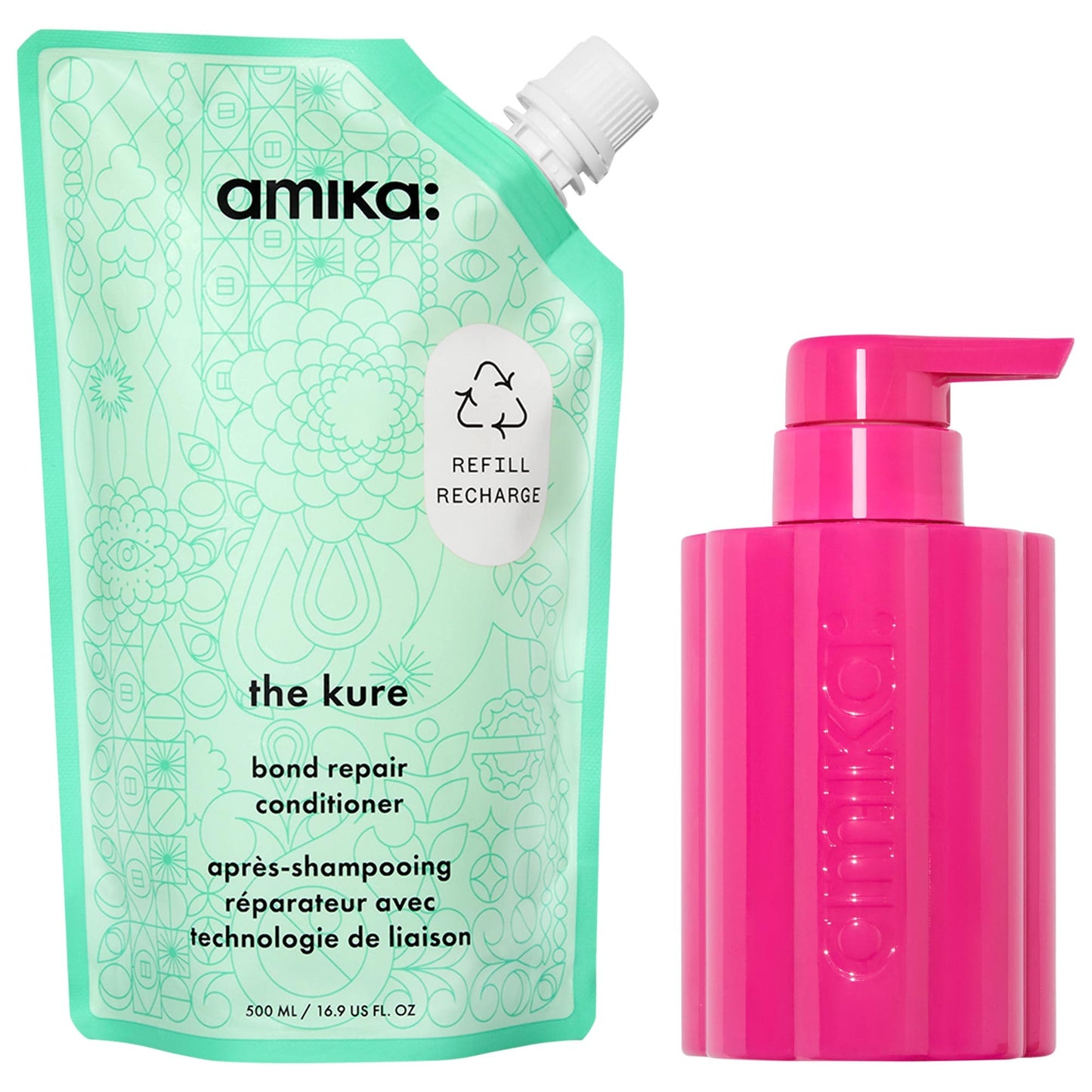 The Kure Bond Repair Refillable Conditioner Bottle and Pouch Set